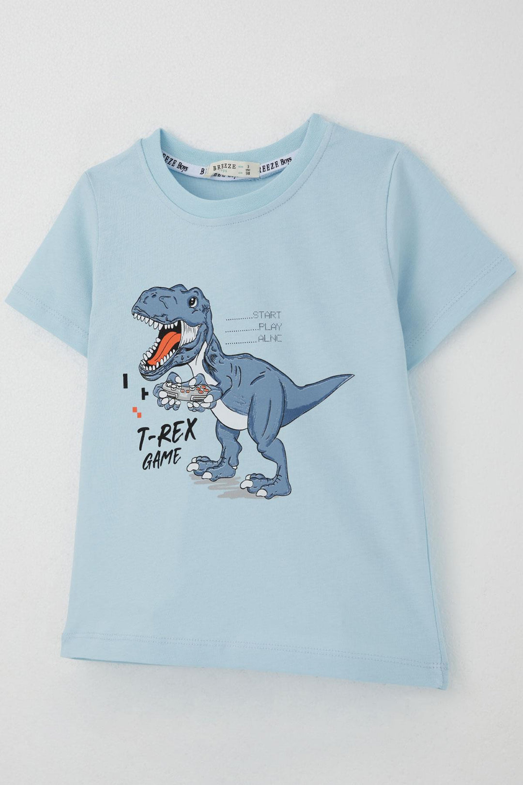BRE Breeze Boys' Shorts Set Console King Player Dinosaur Printed 2-6 Years, Light Blue - Clarington