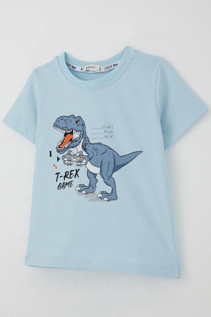 BRE Breeze Boys' Shorts Set Console King Player Dinosaur Printed 2-6 Years, Light Blue - Clarington