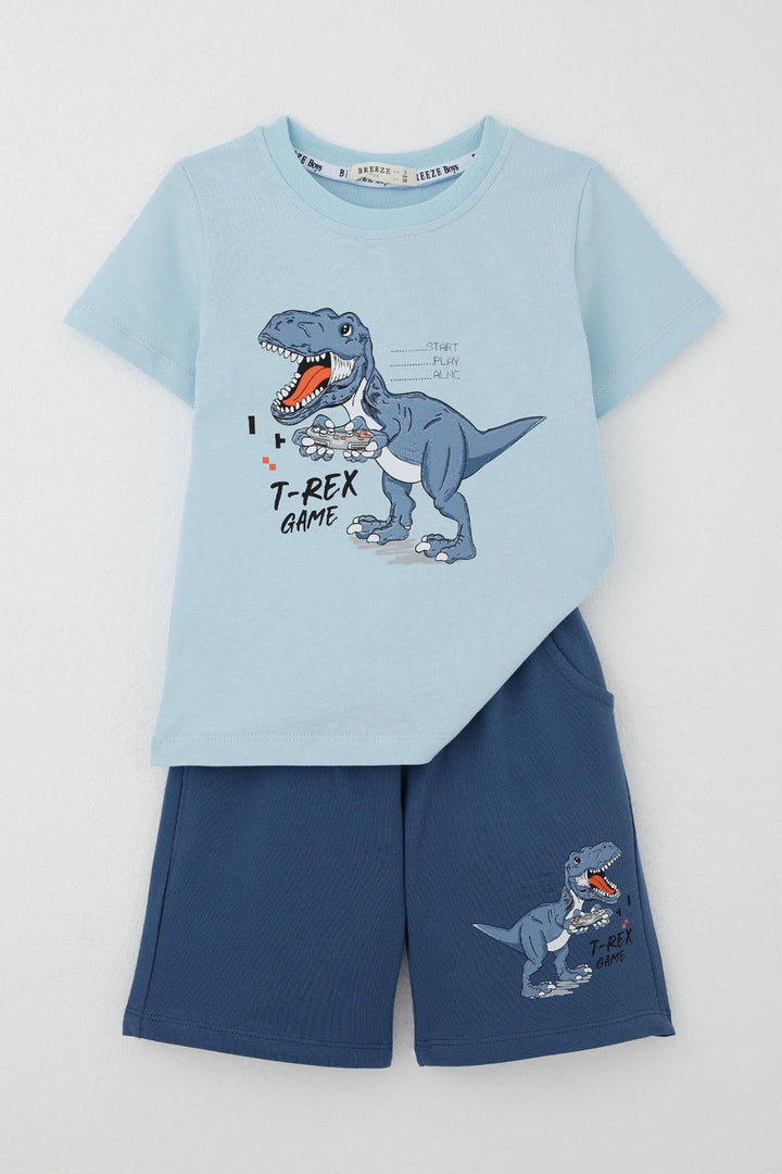 BRE Breeze Boys' Shorts Set Console King Player Dinosaur Printed 2-6 Years, Light Blue - Clarington