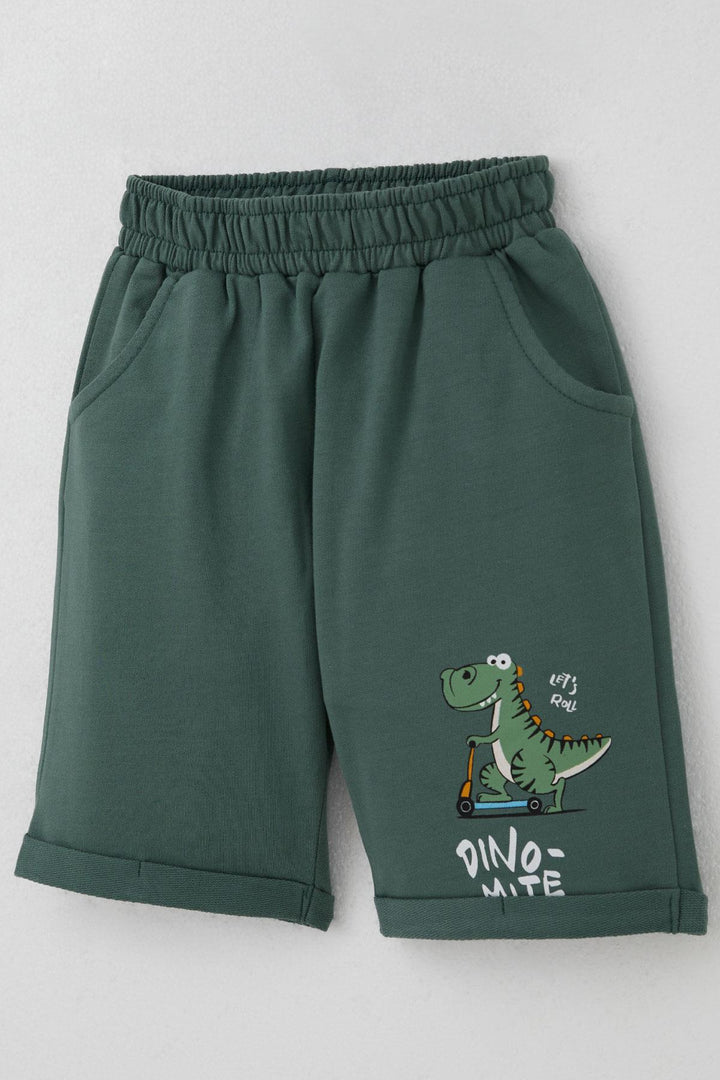 BRE Breeze Boys' Shorts Set Dinosaur Printed Skating Show, 1-4 Years, Yellow - Romford