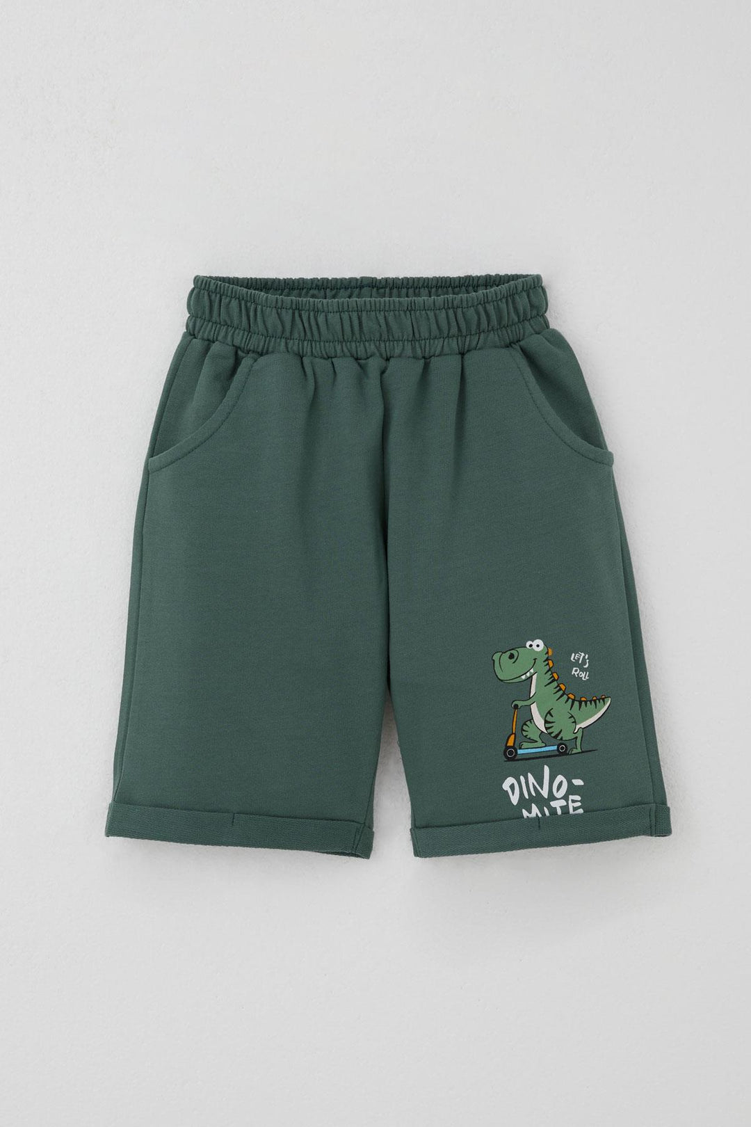BRE Breeze Boys' Shorts Set Dinosaur Printed Skating Show, 1-4 Years, Yellow - Romford