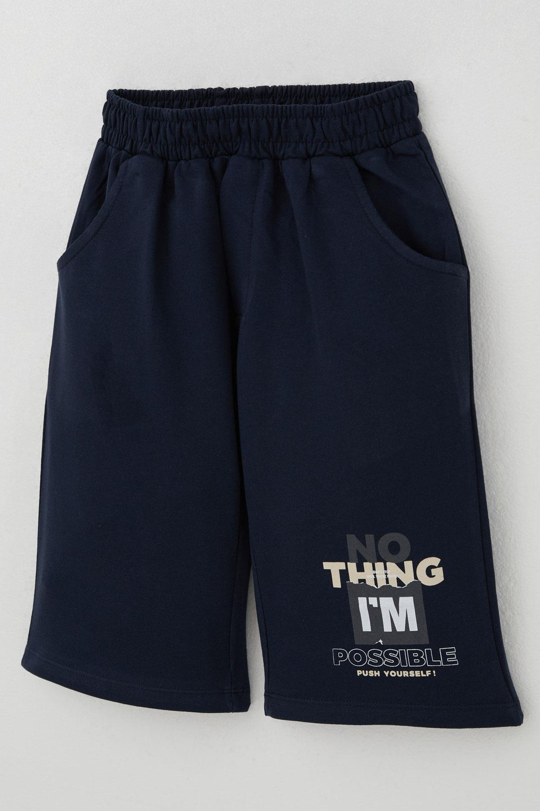 BRE Breeze Erkek Çocuk Şortlu Takım Püskürtme Boya Desenli Yazı Baskılı 50 Yaş, Bej - Bunbury