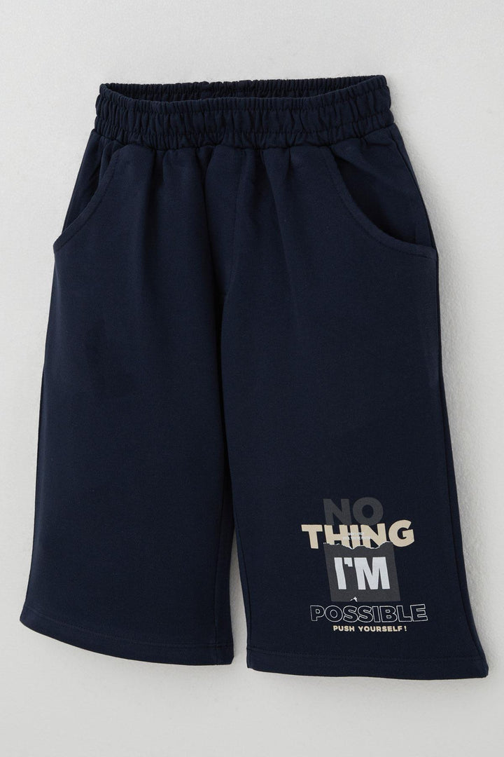 BRE Breeze Erkek Çocuk Şortlu Takım Püskürtme Boya Desenli Yazı Baskılı 50 Yaş, Bej - Bunbury