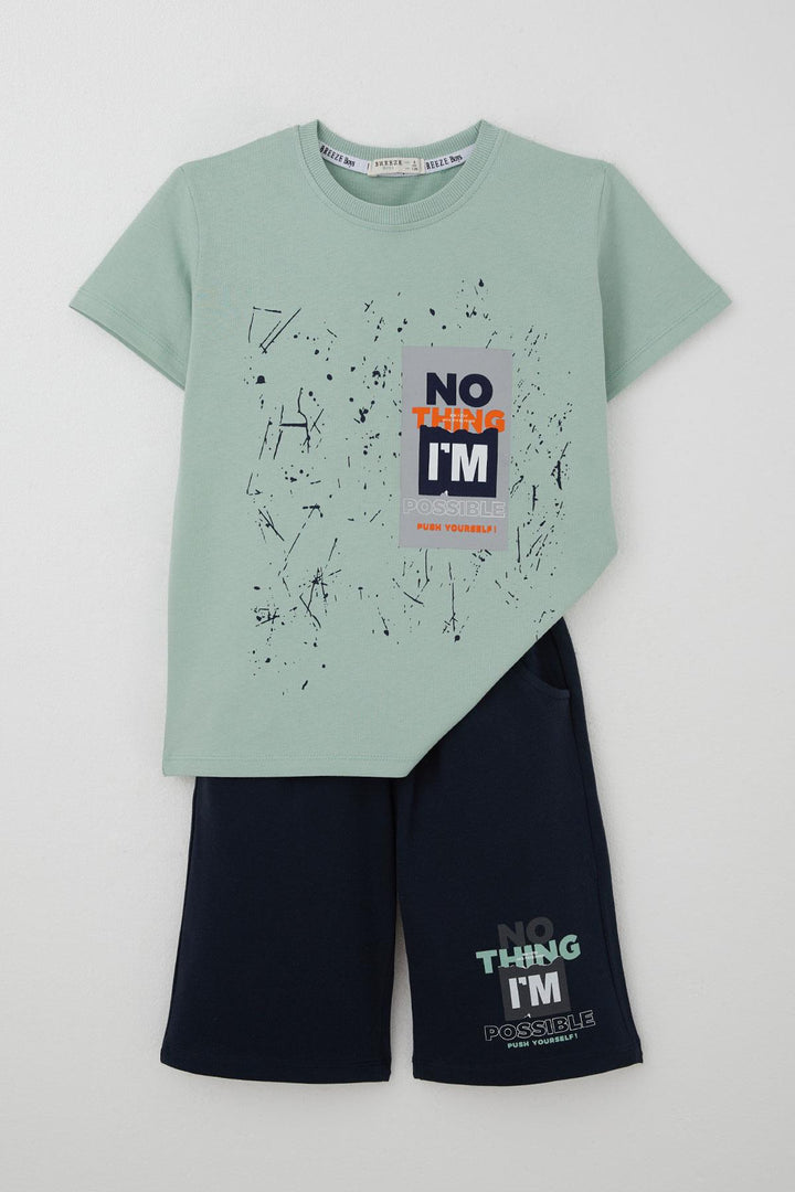 BRE Breeze Boys' Shorts Set Spray Paint Patterned with Printed Writing 50 Years, Mint Green - Böblingen