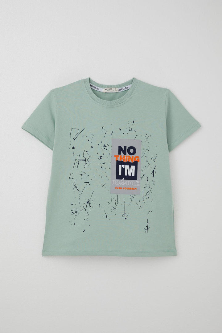 BRE Breeze Boys' Shorts Set Spray Paint Patterned with Printed Writing 50 Years, Mint Green - Böblingen