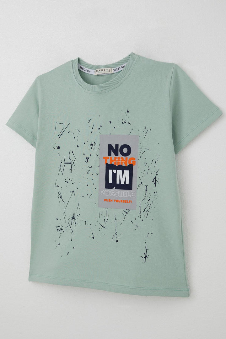 BRE Breeze Boys' Shorts Set Spray Paint Patterned with Printed Writing 50 Years, Mint Green - Böblingen