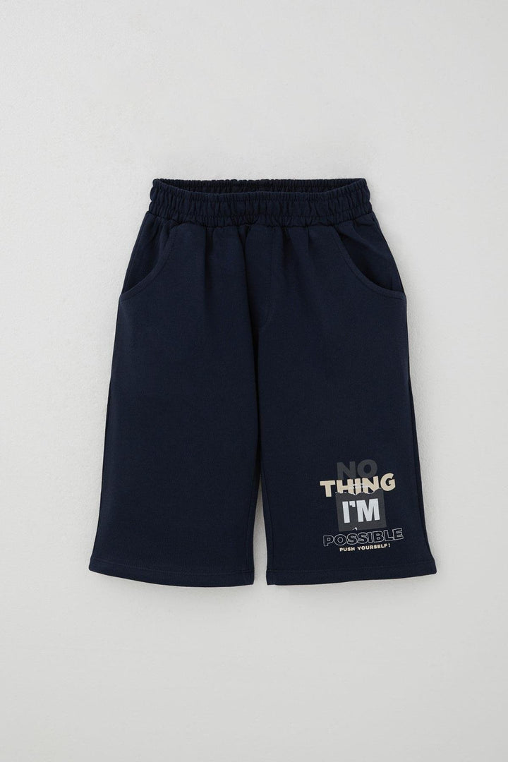 BRE Breeze Erkek Çocuk Şortlu Takım Püskürtme Boya Desenli Yazı Baskılı 50 Yaş, Bej - Bunbury