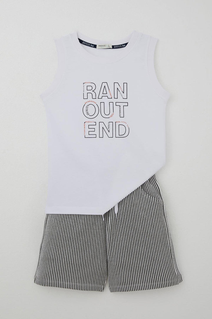 BRE Breeze Boys' Shorts Set Sleeveless Summer Printed Lace-Up Accessorized 84 Years, White - Maddaloni