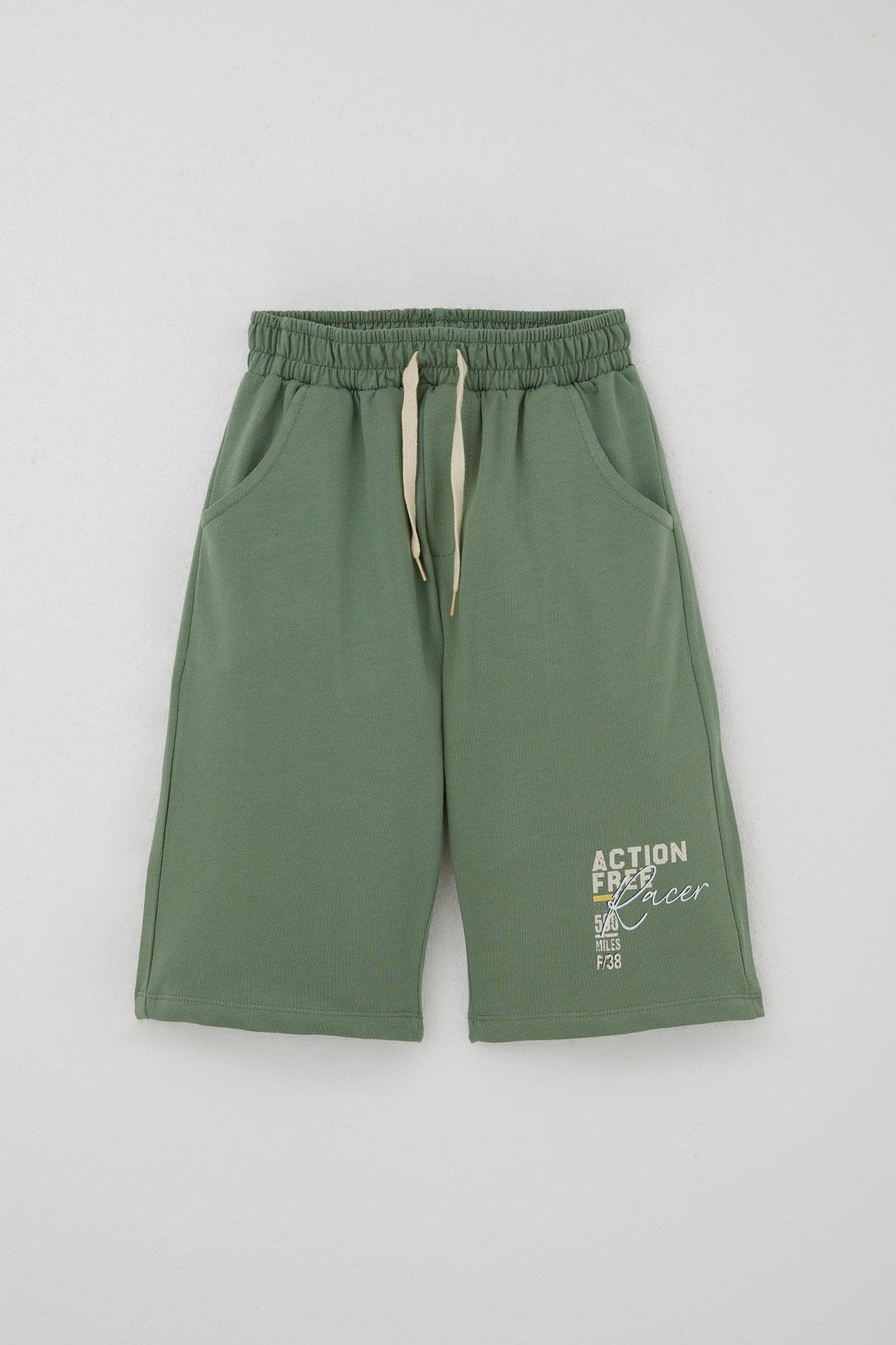 BRE Breeze Boys' Shorts Set Zero Sleeve Hero of the Race Track Car Printed 50 Years, Cream - Biella