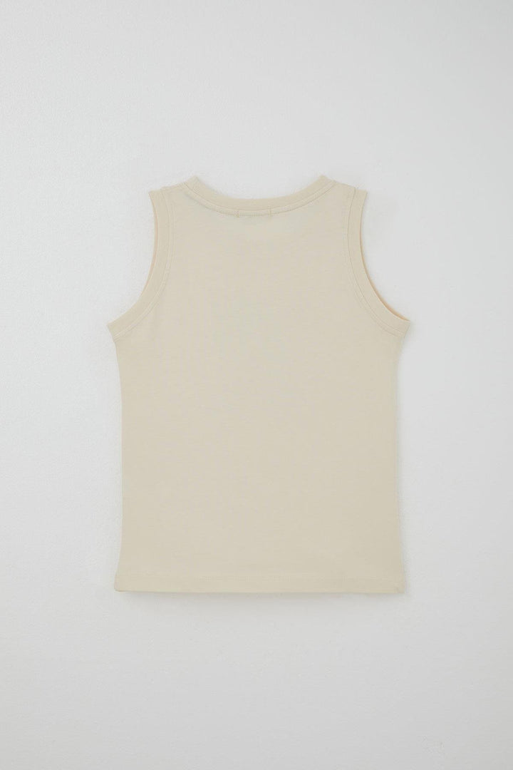 BRE Breeze Erkek Çocuk Şortlu Takım Sıfır Kollu Yazı Baskılı Bağcık Aksesuarlı 84 Yaş, Krem - Vyshneve