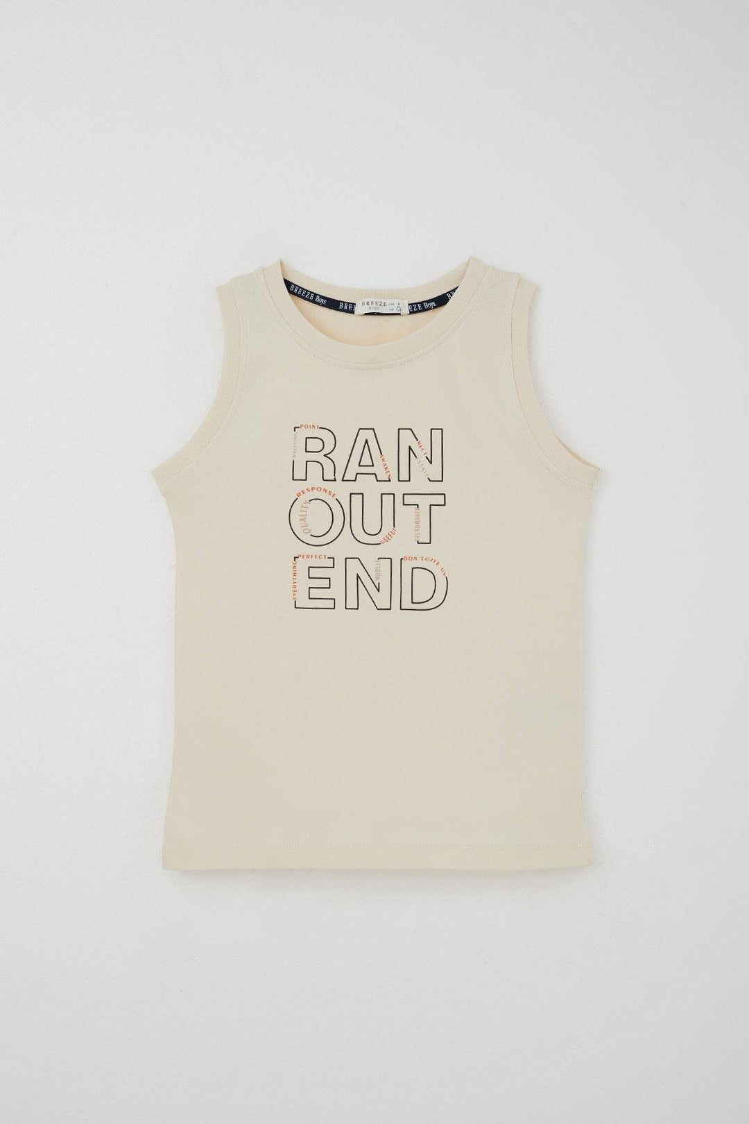 BRE Breeze Erkek Çocuk Şortlu Takım Sıfır Kollu Yazı Baskılı Bağcık Aksesuarlı 84 Yaş, Krem - Vyshneve