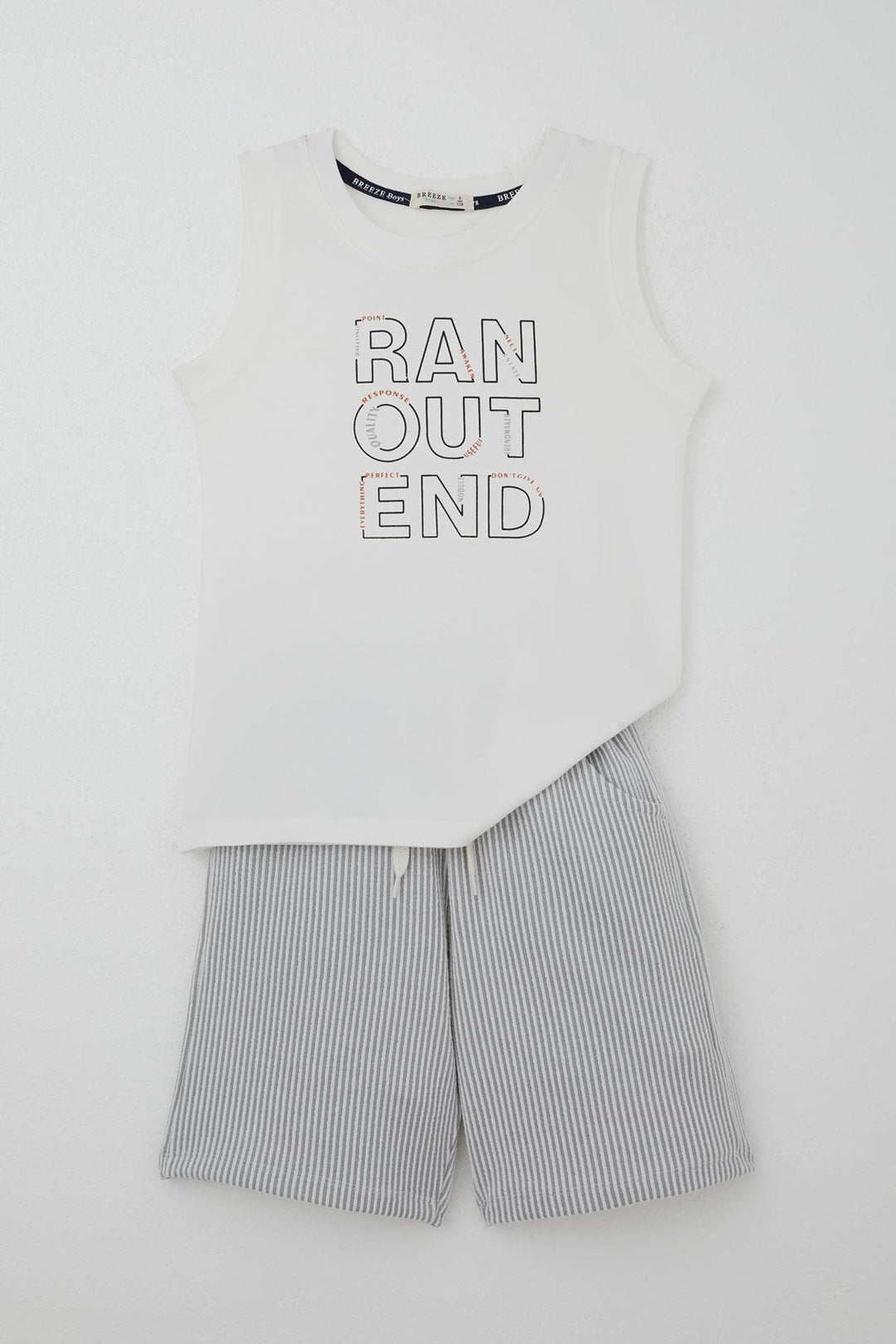 BRE Breeze Boys' Shorts Set Sleeveless Summer Printed Lace-Up Accessorized 84 Years, White - Pearl City