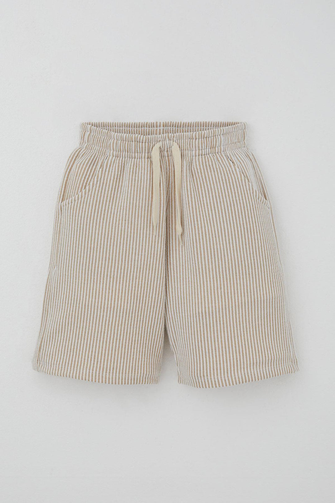 BRE Breeze Erkek Çocuk Şortlu Takım Sıfır Kollu Yazı Baskılı Bağcık Aksesuarlı 84 Yaş, Krem - Vyshneve