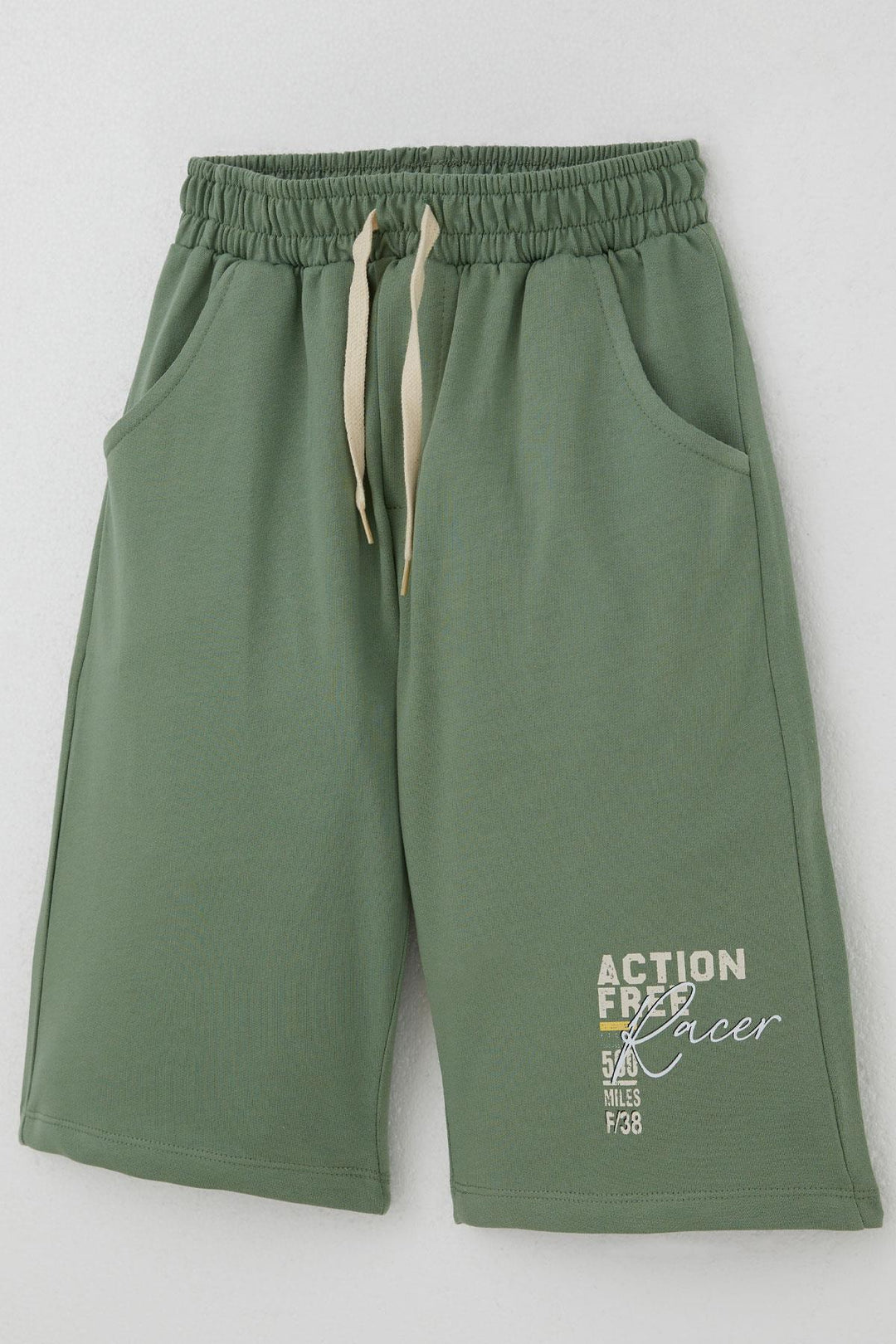 BRE Breeze Boys' Shorts Set Zero Sleeve Hero of the Race Track Car Printed 50 Years, Cream - Biella