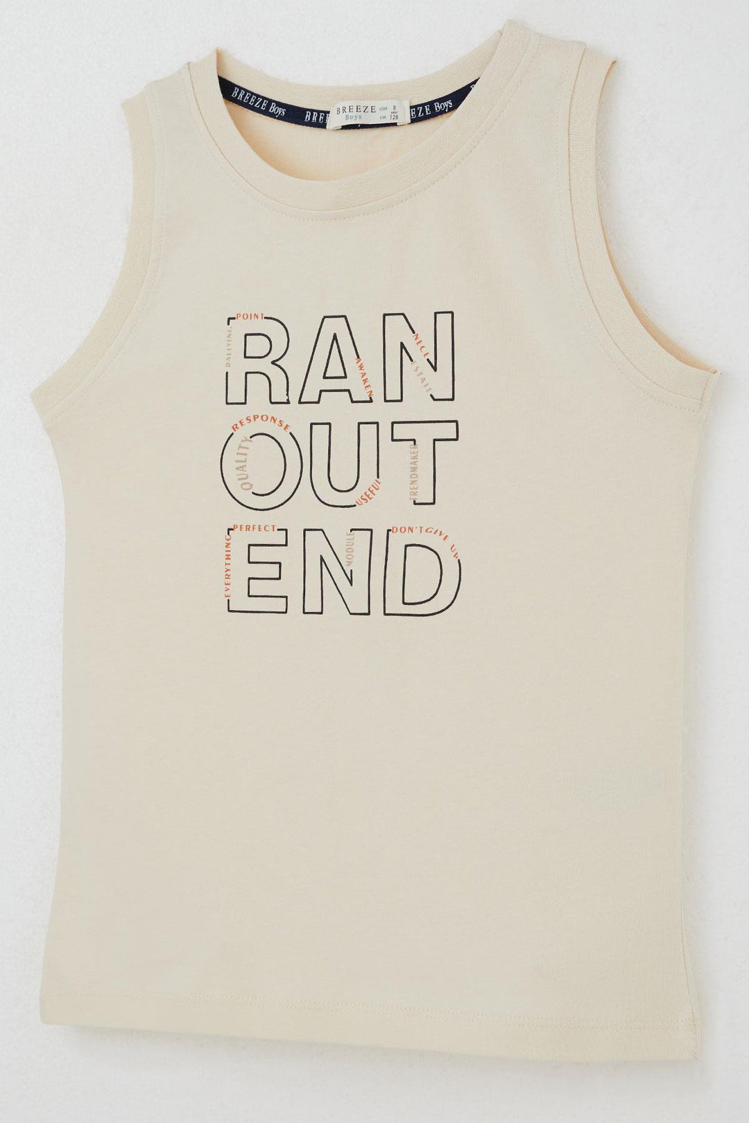 BRE Breeze Erkek Çocuk Şortlu Takım Sıfır Kollu Yazı Baskılı Bağcık Aksesuarlı 84 Yaş, Krem - Vyshneve