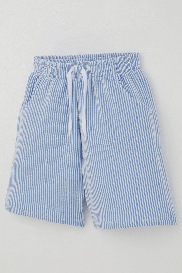 BRE Breeze Boys' Short Set Sleeveless Summer Printed Lace-Up Accessorized 84 Years, White - Mazatlán