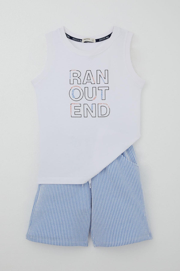 BRE Breeze Boys' Shorts Set Sleeveless Summer Printed Lace-Up Accessorized 84 Years, White - Las Maravillas