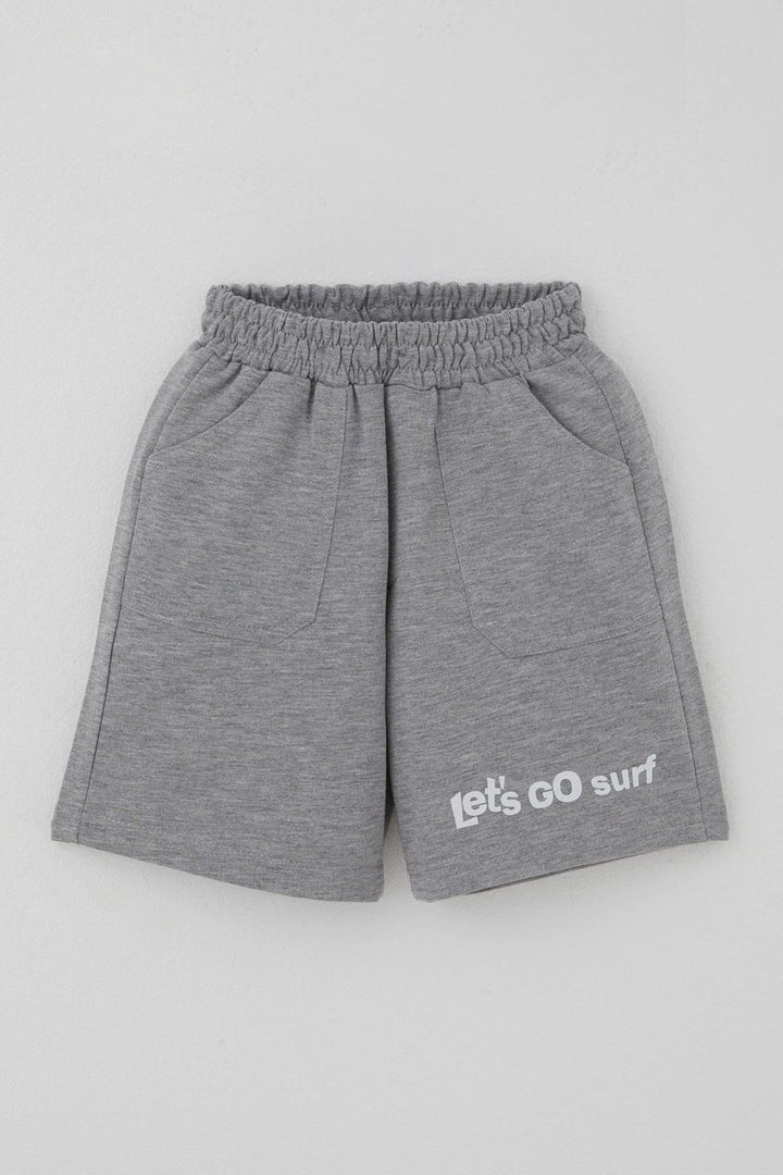 BRE Breeze Boys' Shorts Set with Surfer Dinosaur Print on the Back, 2-6 Years, Light Blue - Buzău