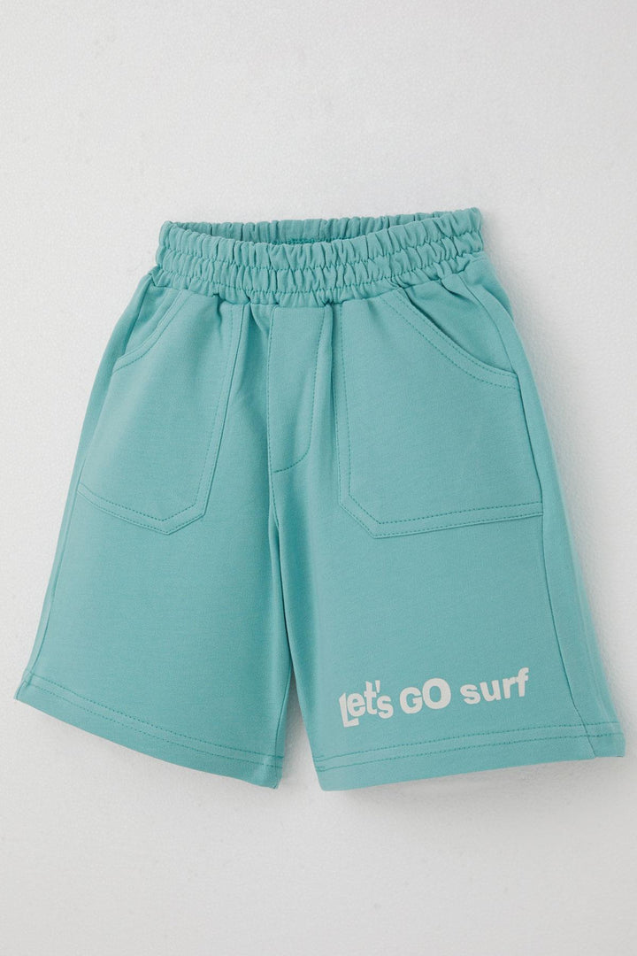 BRE Breeze Boys' Shorts Set with Surfer Dinosaur Print on the Back, 2-6 Years, Beige - York