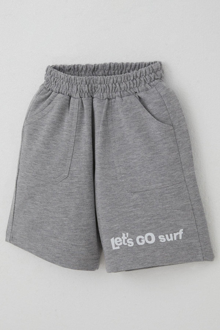BRE Breeze Boys' Shorts Set with Surfer Dinosaur Print on the Back, 2-6 Years, Light Blue - Buzău