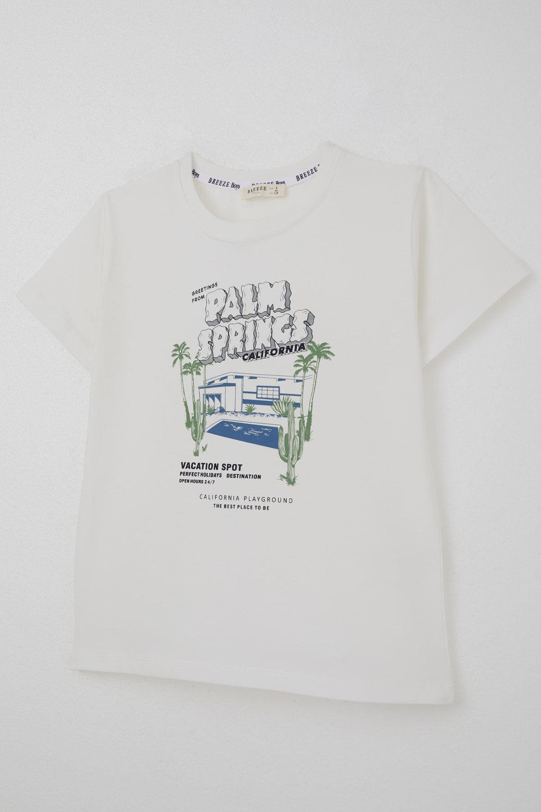 BRE Breeze Boys' Shorts Set Holiday Themed Palm Tree Printed 5-9 Years, White - Richmond