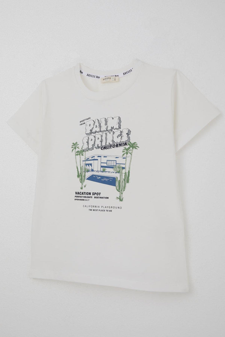 BRE Breeze Boys' Shorts Set Holiday Themed Palm Tree Printed 5-9 Years, White - Richmond