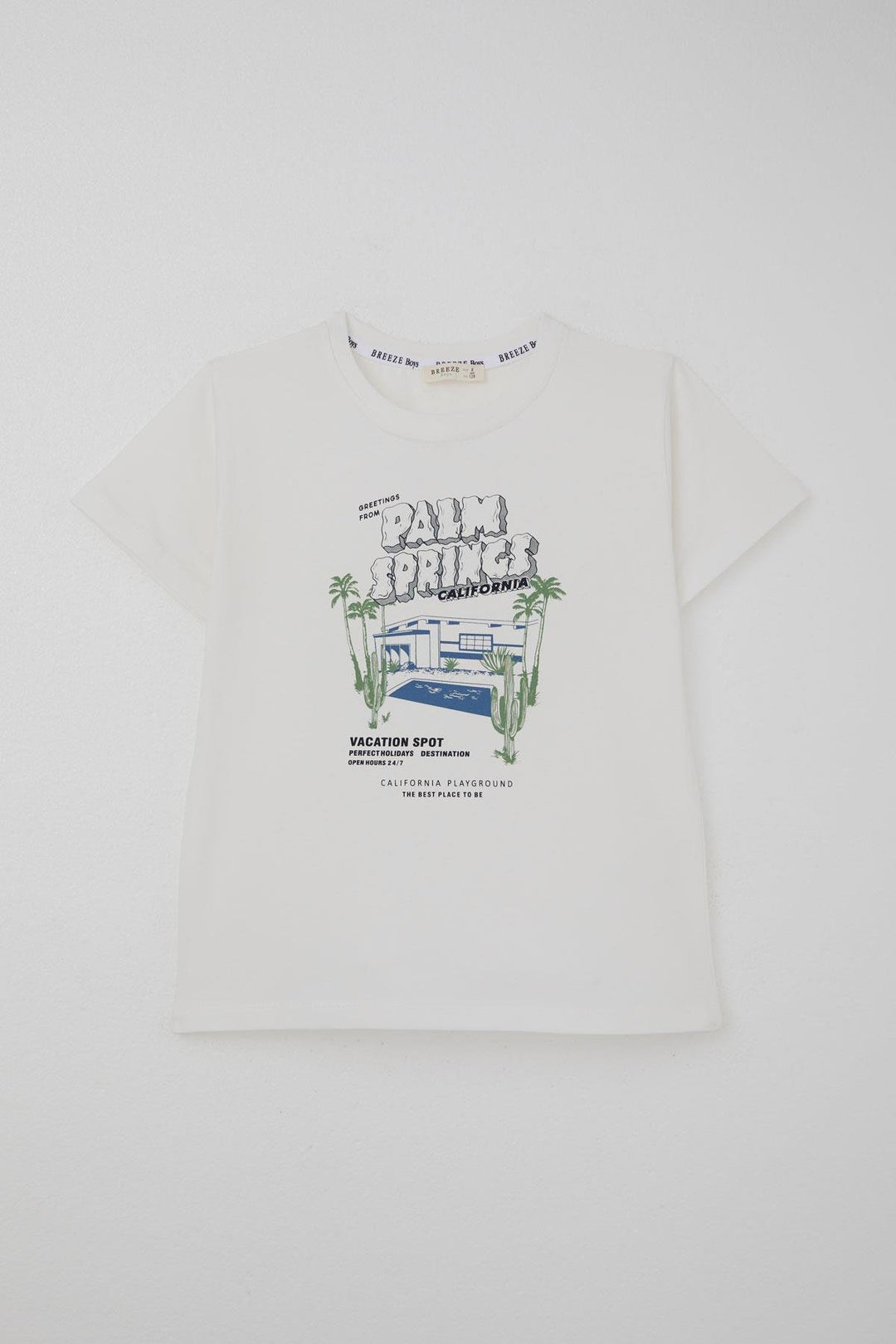 BRE Breeze Boys' Shorts Set Holiday Themed Palm Tree Printed 5-9 Years, White - Richmond