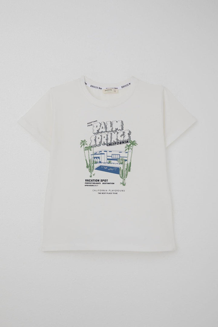 BRE Breeze Boys' Shorts Set Holiday Themed Palm Tree Printed 5-9 Years, White - Richmond