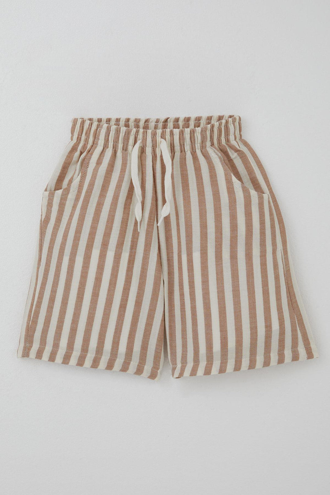 BRE Breeze Boys' Shorts Set with Printed Writing and Lace-up Accessories, 4-8 Years, Ecru - Herne