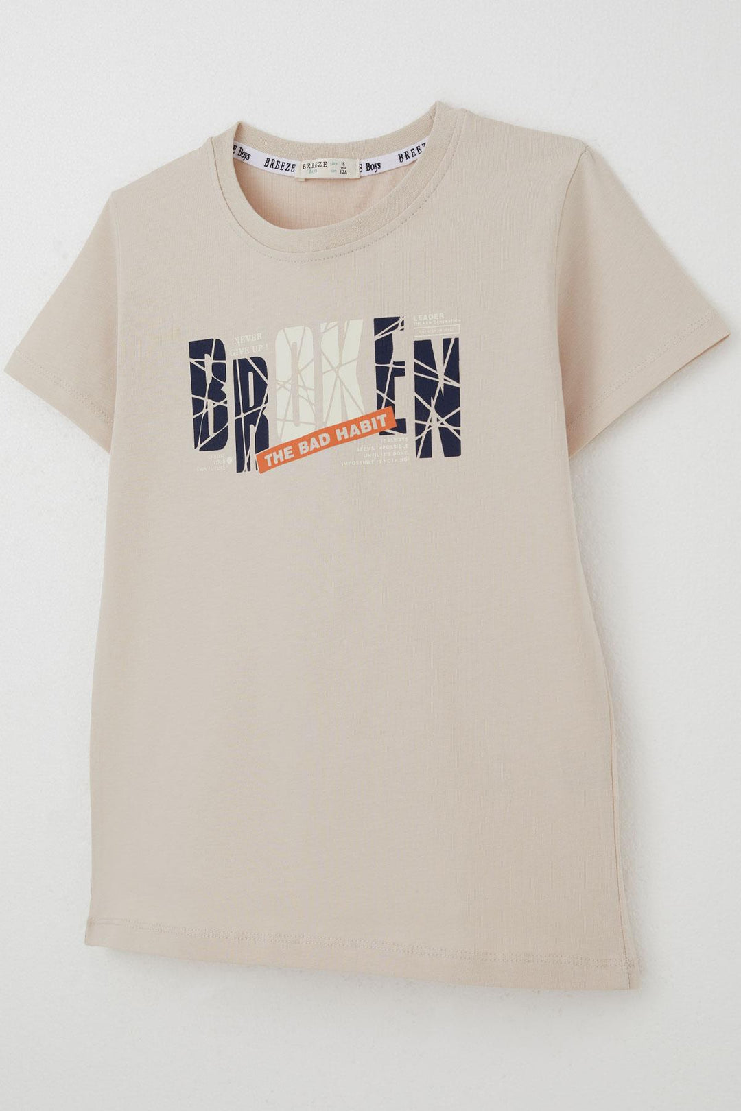 BRE Breeze Boys' Shorts Set with Printed Writing and Lace-up Accessories, 84 Years, Beige - Huatusco