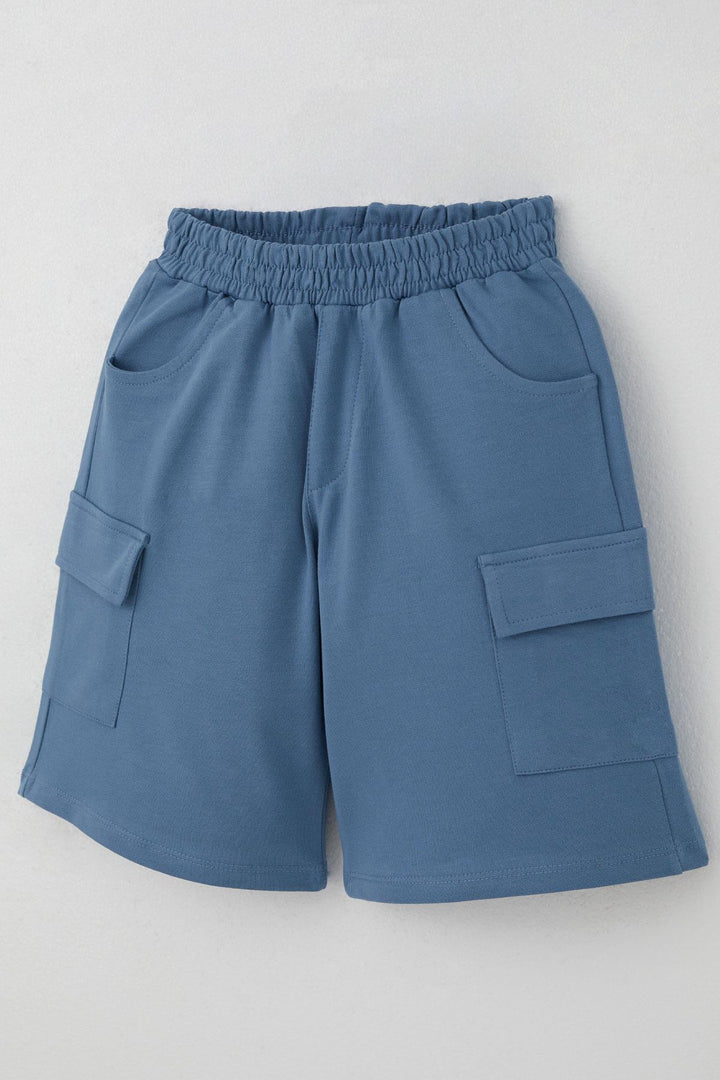 BRE Breeze Boys' Shorts Set with Printed Writing Cargo Pocketed 62 Years, White - Norristown