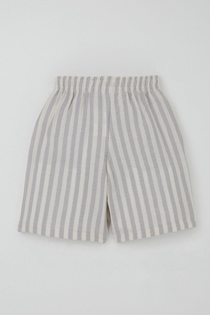 BRE Breeze Boys' Shorts Set with Printed Writing and Lace-up Accessories, 4-8 Years, Ecru - Saltillo