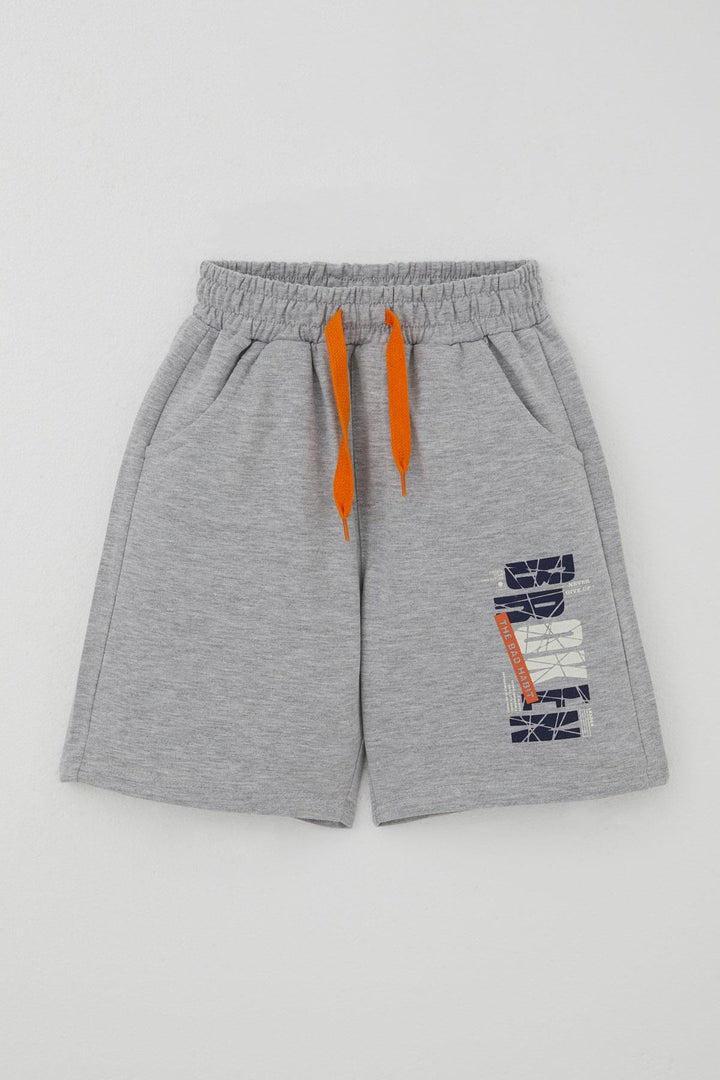 BRE Breeze Boys' Shorts Set with Printed Writing and Lace-up Accessories, 84 Years, Beige - Huatusco