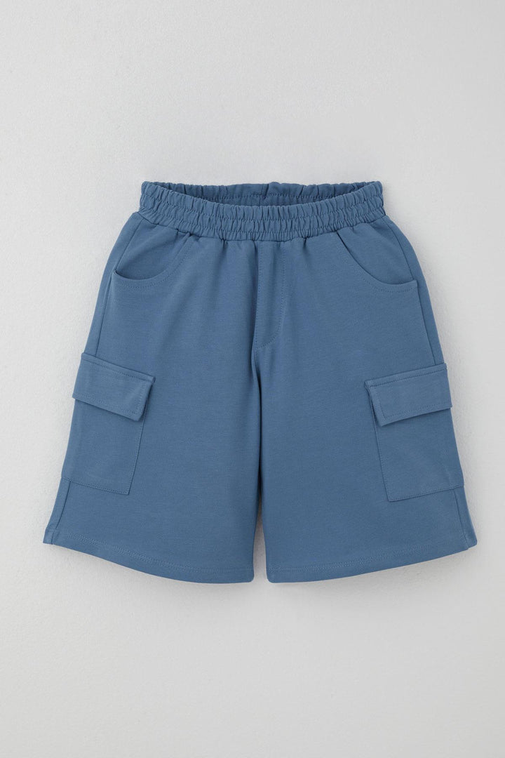 BRE Breeze Boys' Shorts Set with Printed Writing Cargo Pocketed 62 Years, White - Norristown