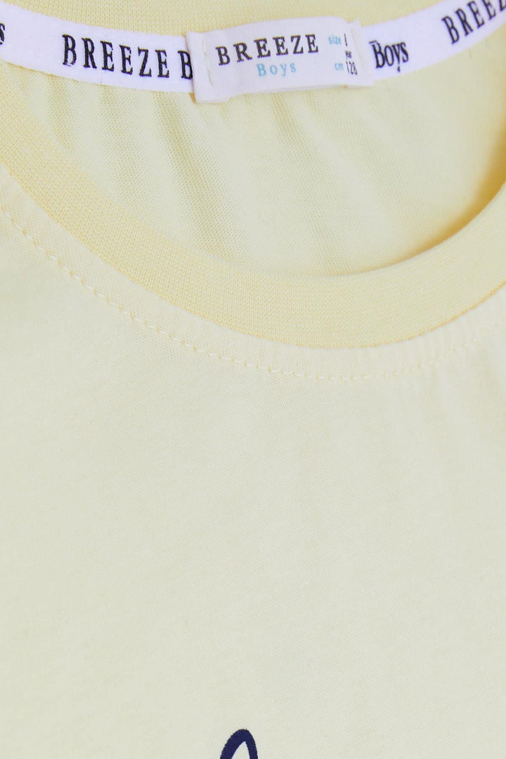 طقم شورت ولادي للبنات والأولاد من BRE Breeze مع كتابة مطبوعة وجيب ورباط، 84 سنة، أصفر - نيوكاسل