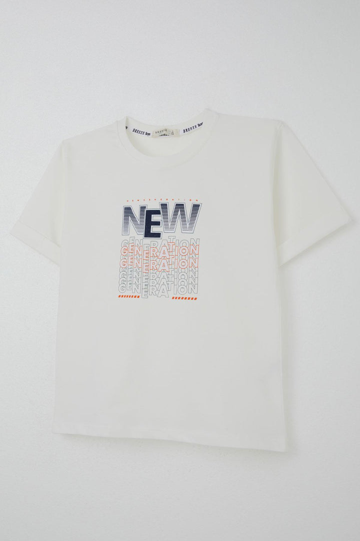 BRE Breeze Erkek Çocuk Şortlu Takım Yazı Baskılı Cepli 84 Yaş, Ekru - Beja