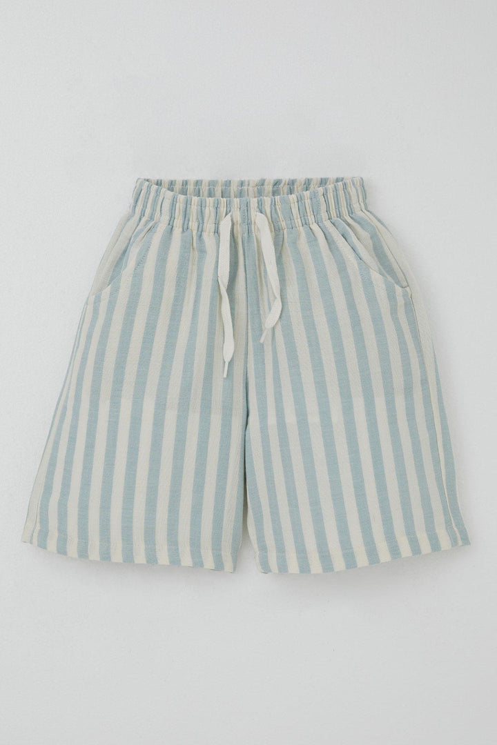 BRE Breeze Boys' Shorts Set with Printed Writing and Lace-up Accessories, 4-8 Years, Beige - Northbrook