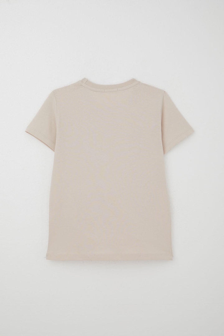 BRE Breeze Boys' Shorts Set with Printed Writing and Lace-up Accessories, 84 Years, Beige - Huatusco