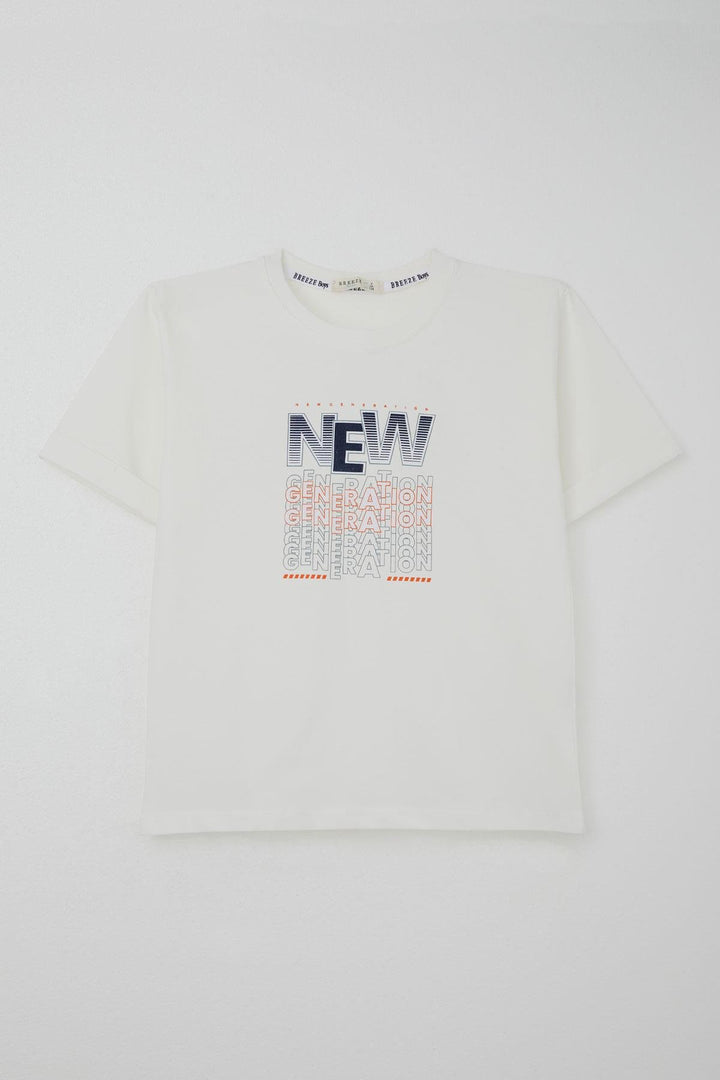 BRE Breeze Erkek Çocuk Şortlu Takım Yazı Baskılı Cepli 84 Yaş, Ekru - Beja