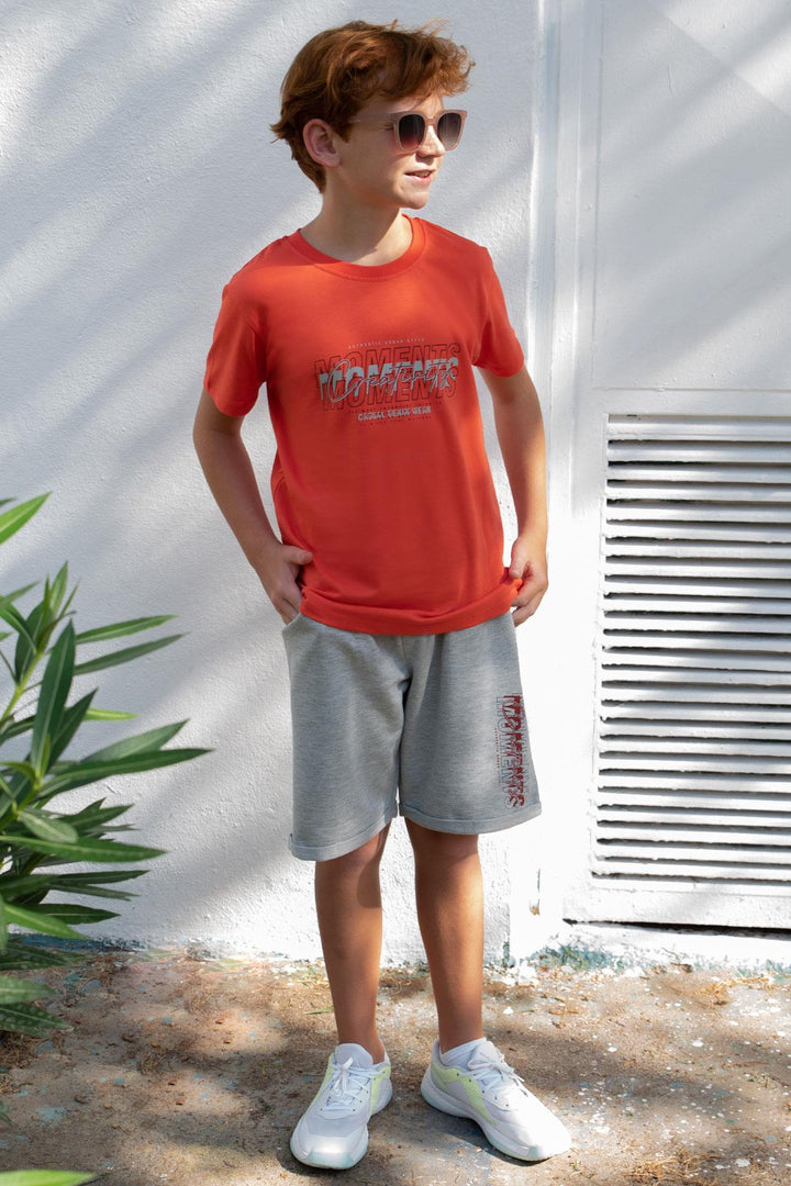 BRE Breeze Erkek Çocuk Şortlu Takım Yazı Baskılı Beli Lastikli 84 Yaş, Narçiçeği - University Place