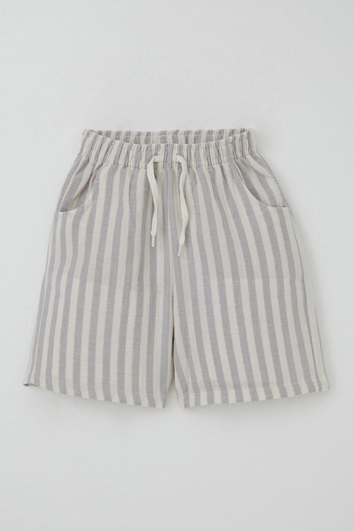 BRE Breeze Boys' Shorts Set with Printed Writing and Lace-up Accessories, 4-8 Years, Ecru - Saltillo