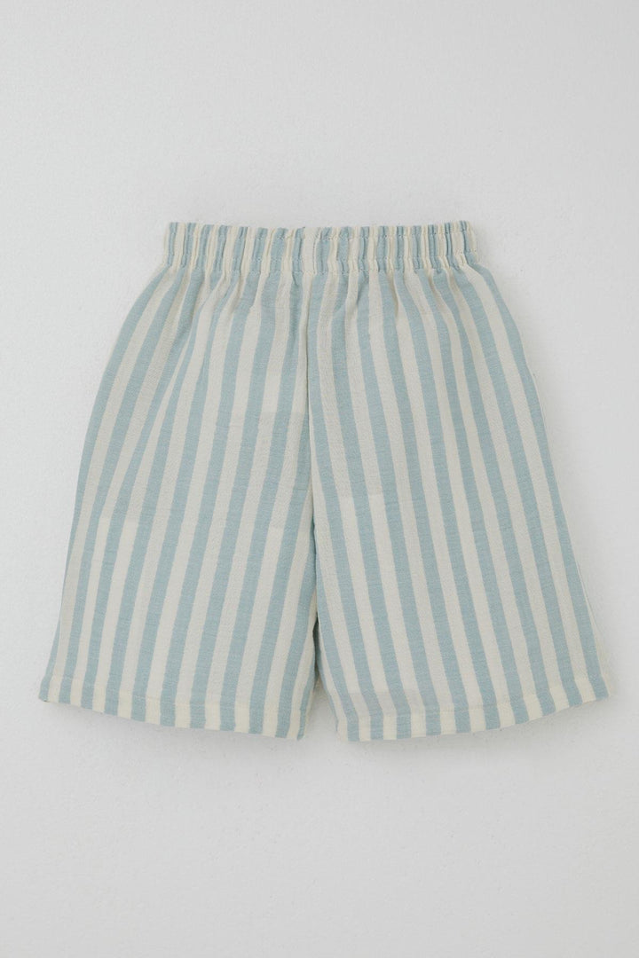 BRE Breeze Boys' Shorts Set with Printed Writing and Lace-up Accessories, 4-8 Years, Beige - Northbrook