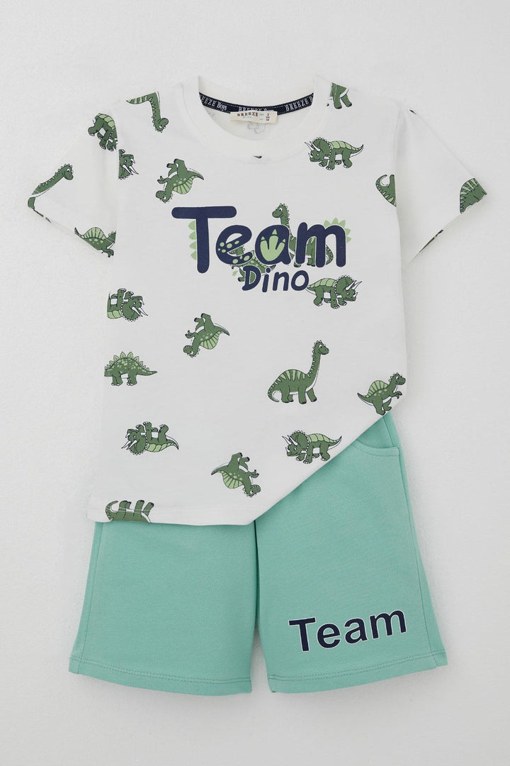 BRE Breeze Erkek Çocuk Şortlu Takım Zıp Zıp Dinozor Takımı 2-6 Yaş, Ekru - Penn Hills