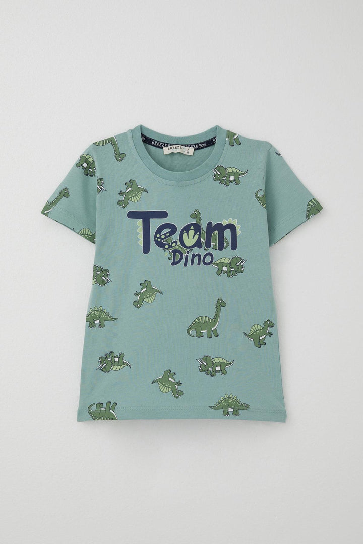 BRE Breeze Boys' Shorts Set Zip Zip Dinosaur Set 2-6 Years, Aqua Green - Bellflower