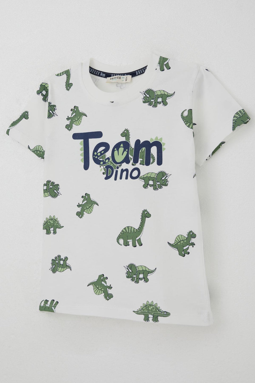 BRE Breeze Erkek Çocuk Şortlu Takım Zıp Zıp Dinozor Takımı 2-6 Yaş, Ekru - Penn Hills