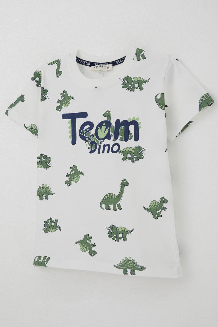 BRE Breeze Erkek Çocuk Şortlu Takım Zıp Zıp Dinozor Takımı 2-6 Yaş, Ekru - Penn Hills