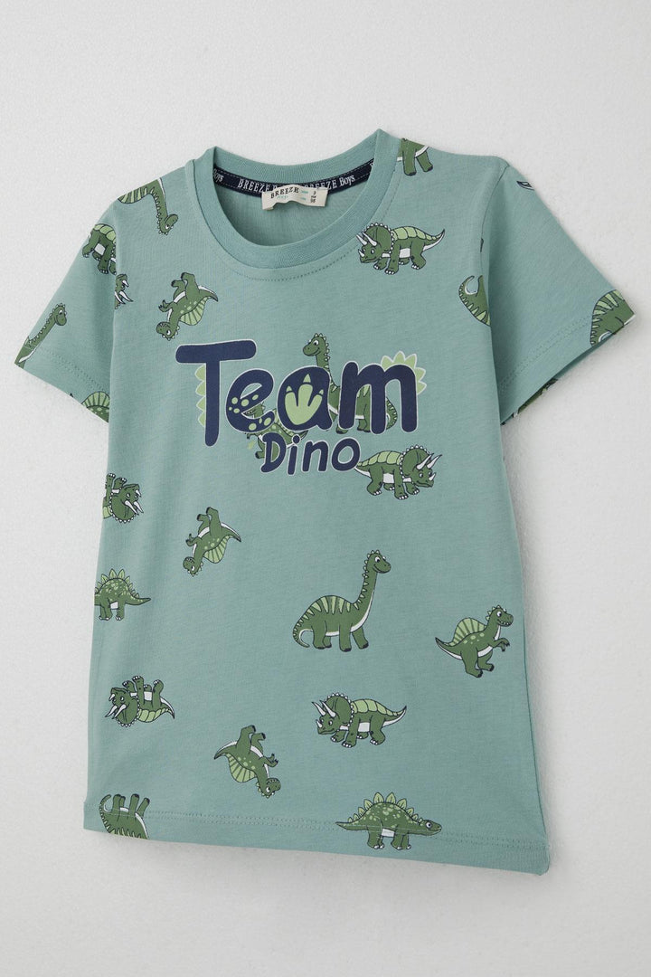 BRE Breeze Boys' Shorts Set Zip Zip Dinosaur Set 2-6 Years, Aqua Green - Bellflower