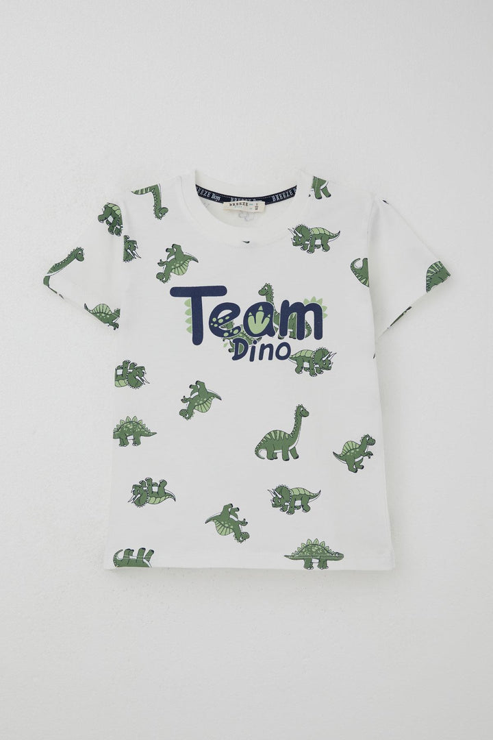 BRE Breeze Erkek Çocuk Şortlu Takım Zıp Zıp Dinozor Takımı 2-6 Yaş, Ekru - Penn Hills