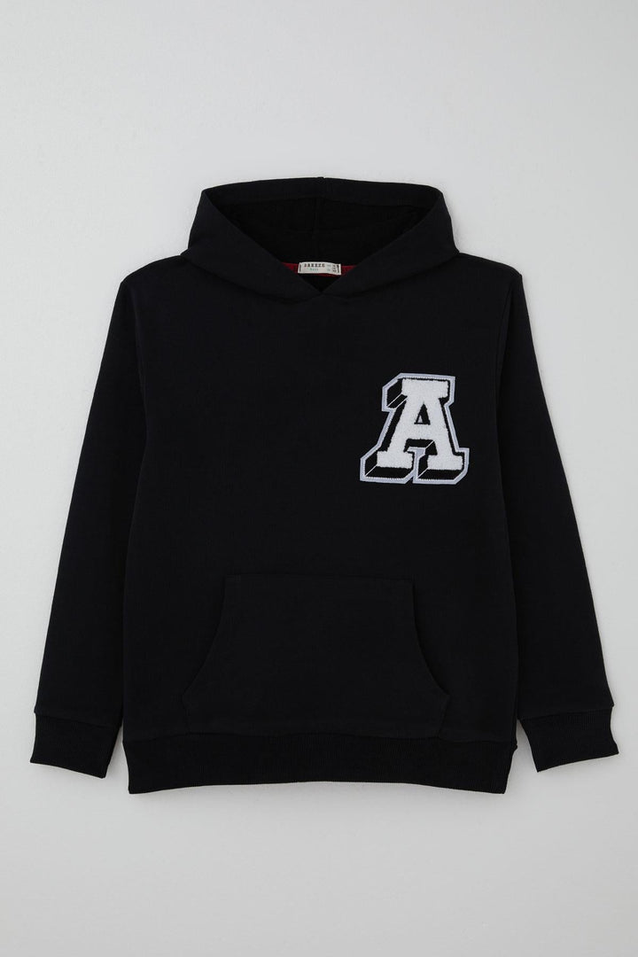BRE Breeze Boys' Sweatshirt with A Letter Embroidery Crest, 94 Years, Black - Valle Hermoso