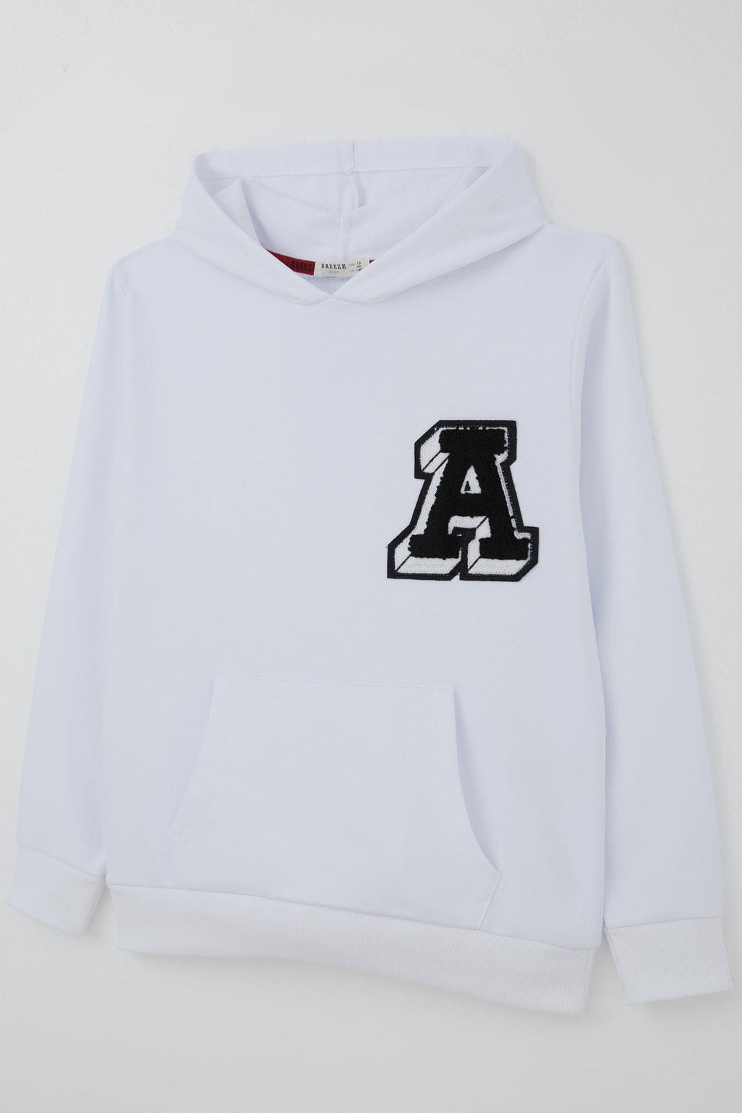 BRE Breeze Boys' Sweatshirt with A Letter Embroidery Crest, 94 Years, White - Krefeld